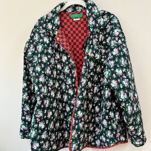 Clare V Reversible Jacques Jacket in Black Quilted Floral